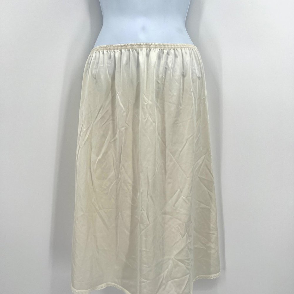 Vintage Vanity Fair Slip 100% Nylon Midi‎ Length Off White Slit Made in USA